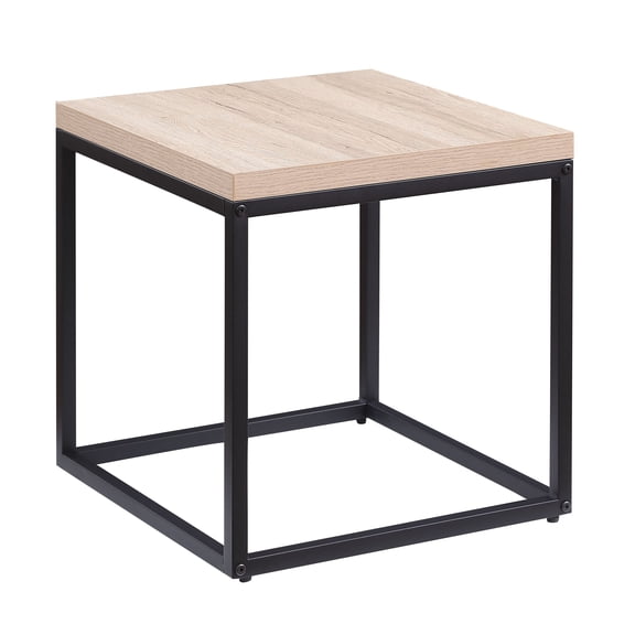 End Table Side Table,Square Wood and Metal Nightstand,Storage Small End Table, for Living Room Bedroom, Natural Oak
