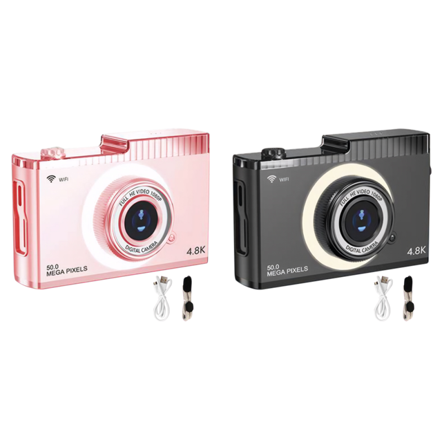 Cámara Digital 4K 50MP Enfoque Automático Pantalla IPS 2 4 Pulgadas Zoom 16X () Rosa