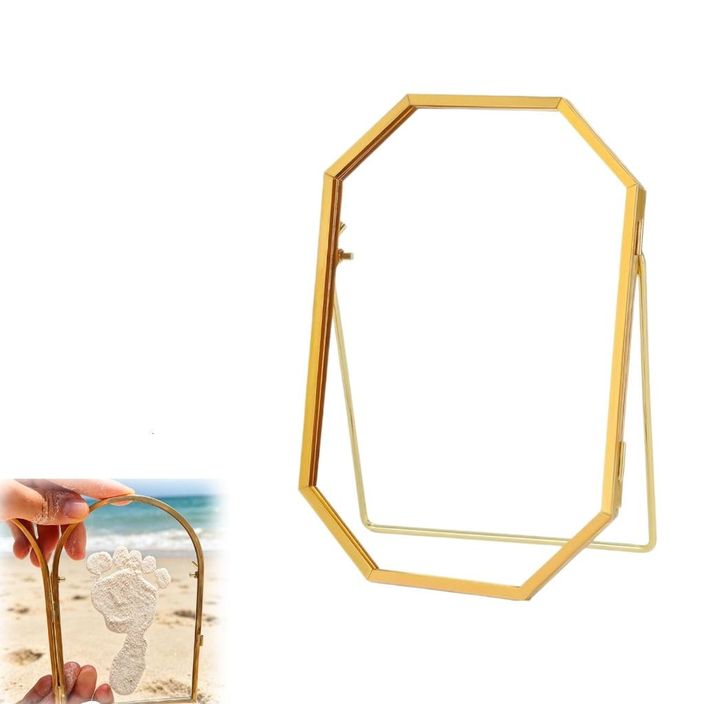 AOOOWER Newborns Keepsakes Frame Baby & Pet Keepsakes Frame,DIY Baby Hand and Footprint Set Floating Glass Frame Design