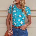 thumbnail image 4 of KLL Women 's Crew Neck Bodysuit Jumpsuits Hippo In Water Head Print Short onesies Stretch T Shirts, 4 of 5