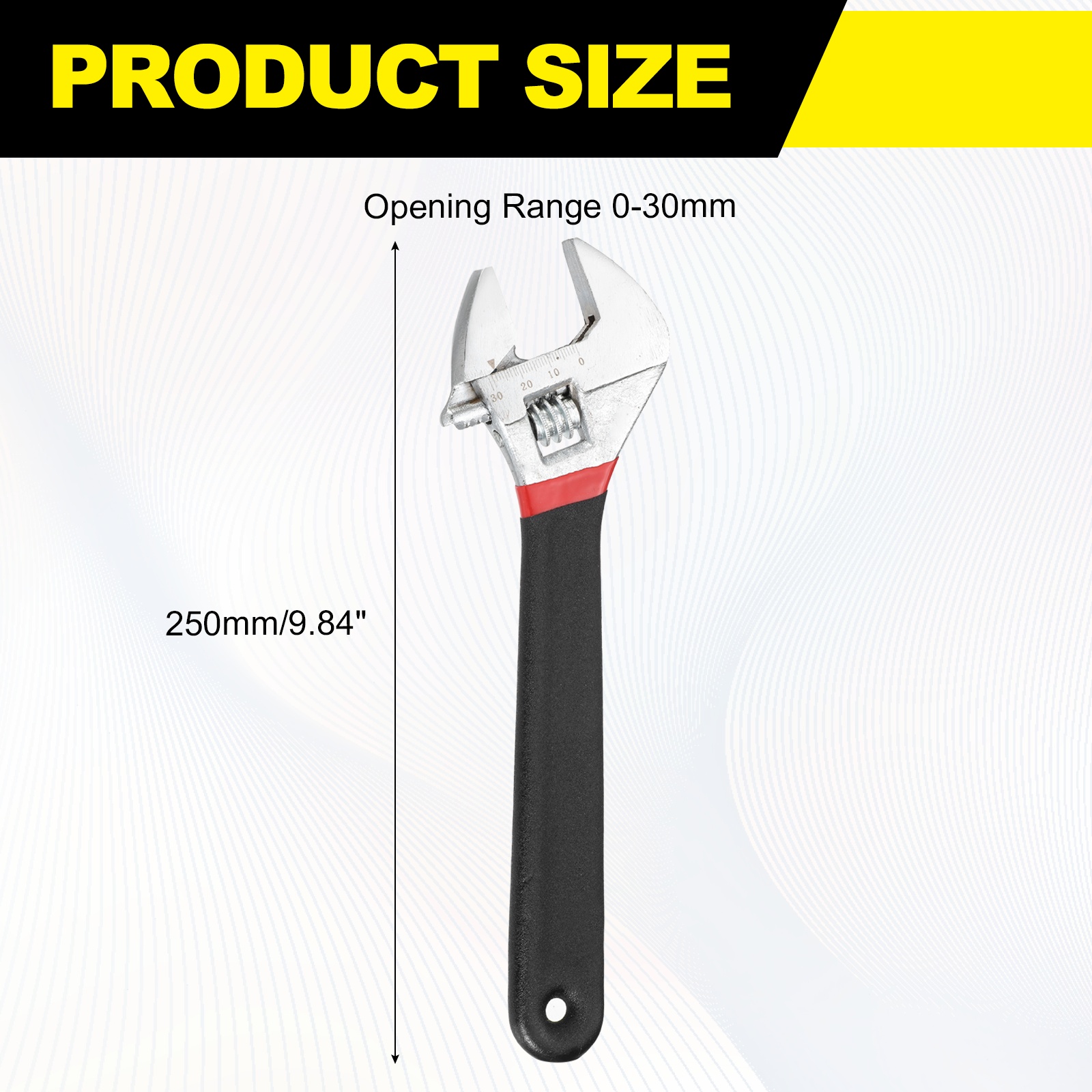 Uxcell Adjustable Wrench 10" High Carbon Steel Industrial Wide Jaw Wrench Adjustable Repairs Spanner Tool with Graduated Scale for Home Garage Workshop Plumbing, Black-Red