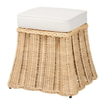 bali & pari Rotem Natural Rattan Ottoman with Cushion