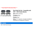 thumbnail image 2 of Rear Brake Pad Set - Compatible with 2021 - 2023 Honda Odyssey 2022, 2 of 2