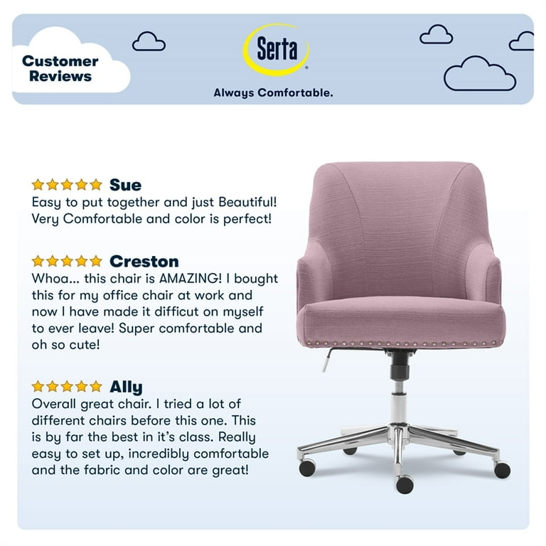 Serta Leighton Fabric Home Office Chair with Memory Foam in Lilac