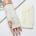 thumbnail image 2 of Skpblutn Glove Plush Twist Windproof Thickened Fingered Plus Knitted Warm Gloves White One Size, 2 of 3
