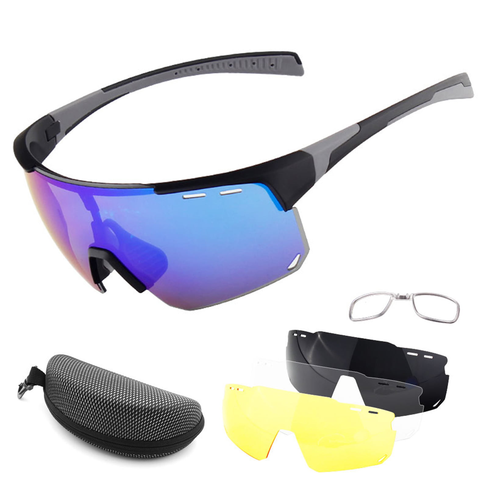 Pouch Skiing Sunglasses  UV400 Category 3 Grey Tinted Removable Padding & Cord 