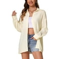 thumbnail image 1 of CAMISAS LARGAS OVERSIZED DE BOTONES SUELTAS PARA MUJER INSPIRADAS EN CHIC S BEIGE AMARILLO, 1 of 5