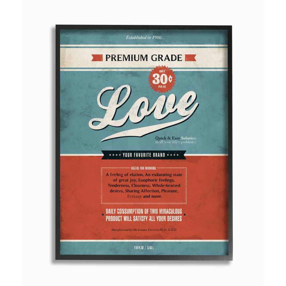 Stupell Industries Premium Grade Love Inspirational Vintage Comic Book Design Framed Wall Art by Ester Kay