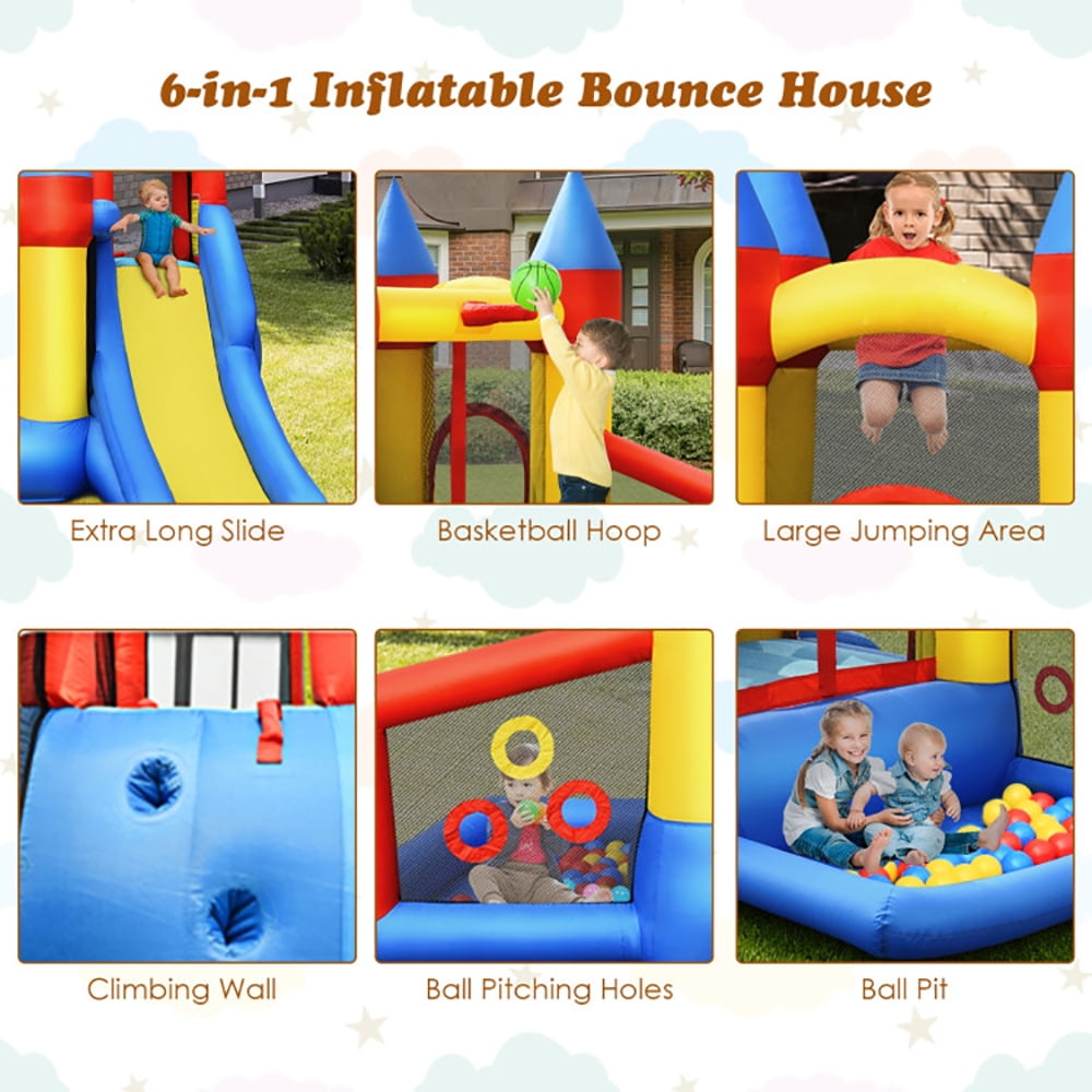 Aimee Lii Inflatable Bounce House with Basketball Rim and 780W Blower, Playhouse for Kids Outdoor