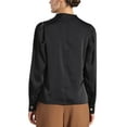 thumbnail image 3 of INSPIRE CHIC Women's Satin Blouse Mock Neck Pleated Puff Sleeve Top L Black, 3 of 6