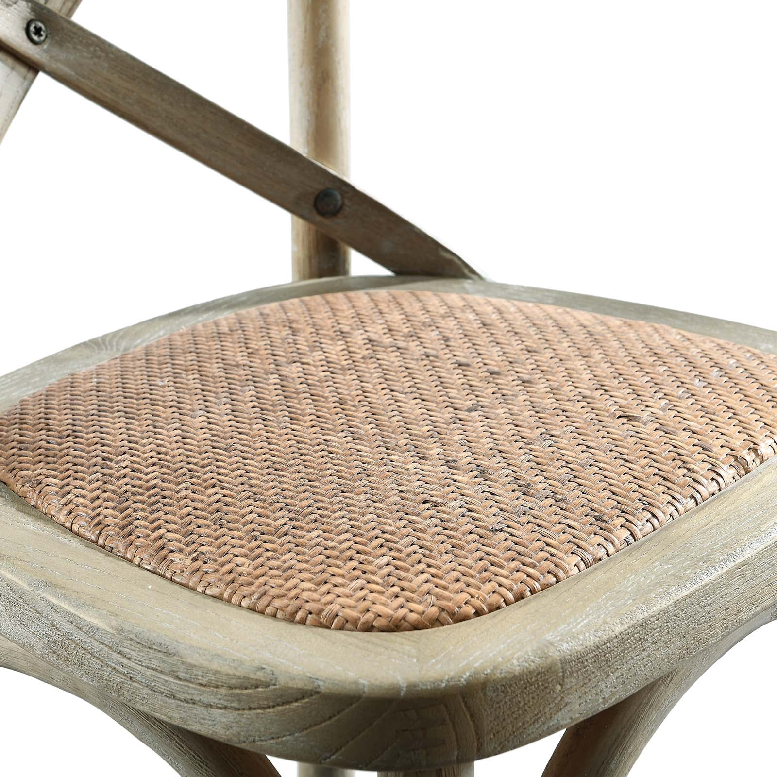 Modway Gear 39.5" Rattan and Elm Wood Counter Stool in Gray Finish