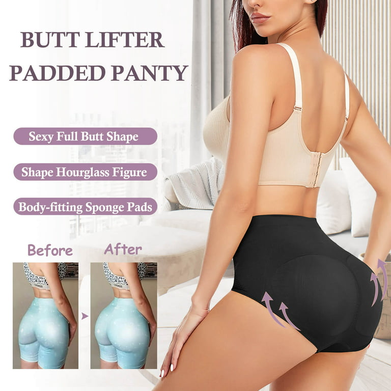 VASLANDA 2 Pack Womens Butt Lifter Panties Seamless Padded Underwear Hip  Pads Enhancer Panty