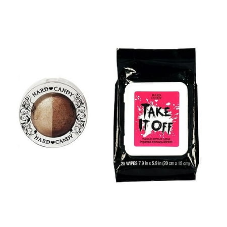 Hard Candy Kal-eye-descope Baked Eyeshadow Duo 060 Break Up + Hard Candy TAKE IT OFF Makeup Remover Wipes, 25 Count + Schick Slim Twin ST for Sensitive