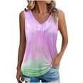 thumbnail image 2 of Womens Tank Top $4.98 Plus Size Clearance Sleeveless Gradient Ruffles V-neck Casual Shirt Purple M, 2 of 6