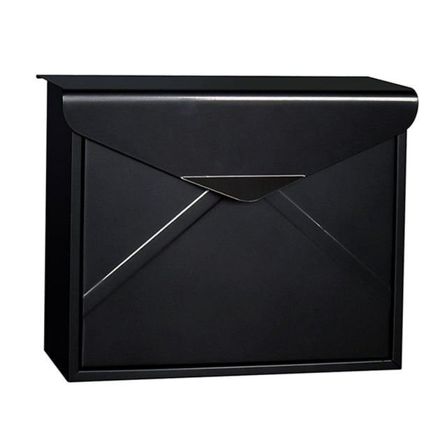 GUOOL Boîte aux Lettres Grande Boîte en Acier Verrouillable Extérieur Murale avec Clés Noir