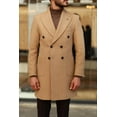 thumbnail image 5 of Men's Classic Coat, 80% Wool Soft Textured Buttoned Stylish Camel Double Breasted Coat, 5 of 5