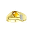 thumbnail image 1 of RYLOS Men's Rings 14K Yellow Gold Ring - Timeless Pear Shape Cabochone Gemstone & Diamonds - Tear Drop Cabochon CITRINE Rings For Men Size 13, 1 of 6