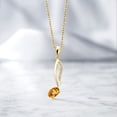 thumbnail image 4 of 18K Yellow Gold Plated Silver Yellow Sapphire Treble Clef and Eighth Note 2 Pcs Music Pendant Necklace Jewelry Set for Women By Keren Hanan (1.10 Cttw, September Birthstone, Oval 6X4MM, Round 3MM), 4 of 6