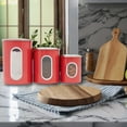 thumbnail image 7 of Home Basics 3 Piece Stainless Steel Top Canisters with Windows, Red, 7 of 7