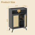 thumbnail image 2 of 27 Inch Buffet Cabinet with Storage, Entryway Sideboard with LED Lights and Tempered Glass Top for Kitchen, Shoe Cabinet for Living Room, Black/Rattan, 2 of 9