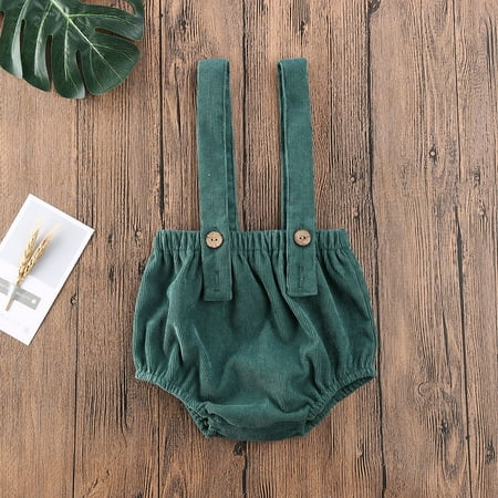 

Baby Corduroy Rompers Baby Boys Girls Korean Bloomers Boys Lovely Solid Fall Bottons Strap Overalls