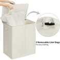 thumbnail image 4 of 154L Double Laundry Hamper with Lid and Removable Laundry Bags, Large Dirty Clothes Hamper 2 section Collapsible Laundry Basket Dorm Room Storage for Bedroom, Bathroom, College,Beige, 4 of 14
