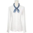 thumbnail image 2 of INSPIRE CHIC Women Polka Dots Cotton Linen Scarves, Retro Solid Color Plain Square Neckerchief Neck Scarf 22.8x22.8" Gray Blue-Less Dots, 2 of 6