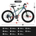 thumbnail image 5 of Elecony 24 pulgadas grasa neumático bicicleta adulto / juvenil completo Shimano 7 velocidades bicicleta de montaña, freno de disco doble, marco de acero de alto carbono, suspensión delantera, 5 of 5