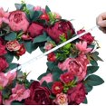 thumbnail image 4 of Artificial Silky Round Peony Wreath for Indoor Outdoor, Home Decor for Front Door, Window, Wall, Festival, Birthday, Wedding Party, 16 Inch, 4 of 4