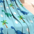 thumbnail image 3 of Light Blue Dinosaurs Palms Eggs Pattern Blanket,Comfortable Soft Flannel Throw Blanket,All Season,Warm Lightweight Blankets for Sofa Bed Couch Living Room Chair,30"x40", 3 of 4