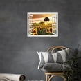 thumbnail image 2 of Sunflowers Wall Art Picture for Living Room Country Sunset Landscape Painting Window Frame Style Canvas Farmhouse Wall Decor Modern Scenery Artwork for Bedroom Bathroom Office Home Decoration 16"x12", 2 of 6