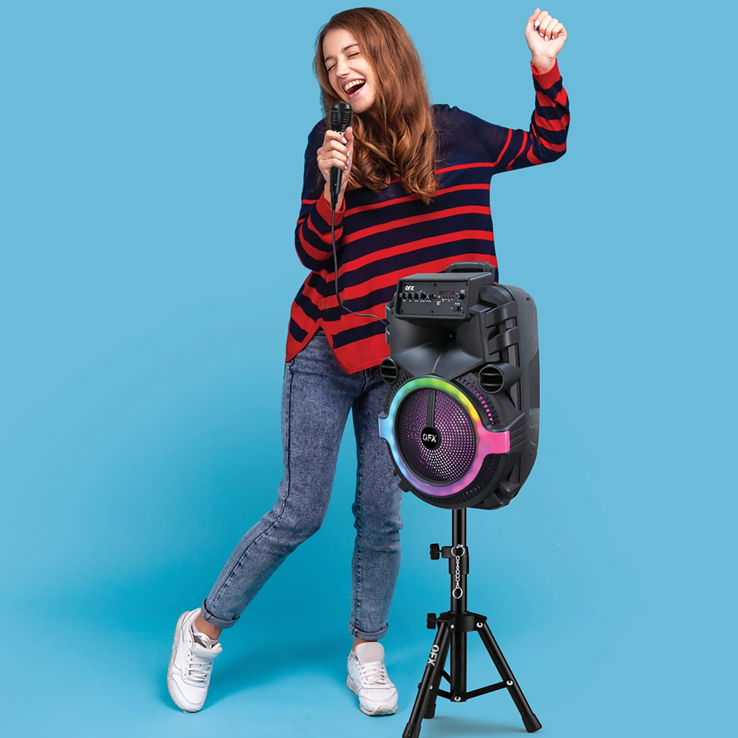 QFX Portable Bluetooth True Wireless Speaker with LEDs, Wired