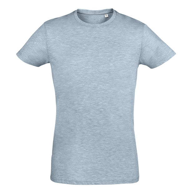 SOLS - Camiseta entallada/ajustada de manga corta para hombre - Modelo Regent Slim fit (Azul Cielo Jaspeado)