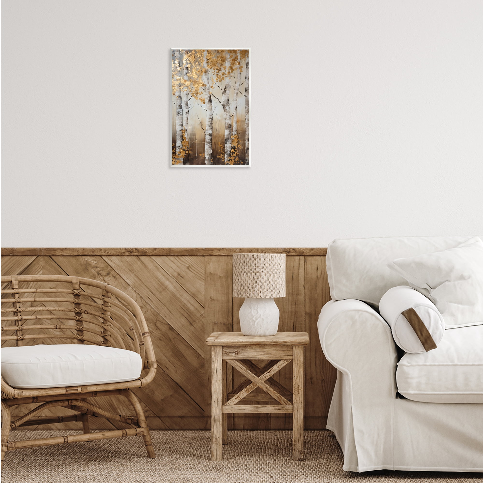 Stupell Industries Fall Foliage Birch Landscape Painting Unframed Art Print Wall Art, 13 x 19
