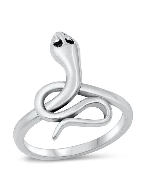 Venomous Snake Ring Sterling Silver Size 6