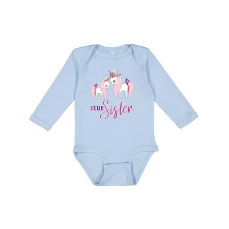 

Inktastic Girly Unicorn Little Sister Gift Baby Girl Long Sleeve Bodysuit