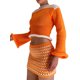 thumbnail image 2 of TRKIYQC, suéter corto de punto para mujer, suéter de manga larga de Color en contraste con ribete enrollado informal de otoño, Tops, ropa de calle TRKIYQC  moda, 2 of 7