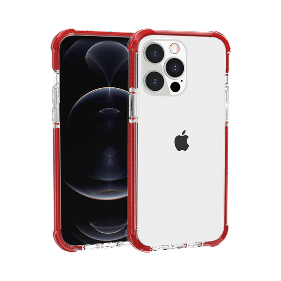 XPM for Apple iPhone 17 Pro Max Phone Case, Hybrid Transparent Acrylic Rubber Gummy Hard PC Silicone TPU Color Bumper Frame Shockproof Cover for Apple iPhone 17 Pro Max (6.9") (Clear / Red)