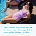 thumbnail image 4 of Sporti Jungle Floral Conservative Printed Girl Leg One Piece Swimsuit - Violet - 8, 4 of 6