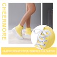 thumbnail image 4 of Cheermore Platform Sneakers for Women Yellow and White High Top Platform Sneakers Lace up for Casual Walking Platform Canvas Shoes for Women Girls US 8, 4 of 8