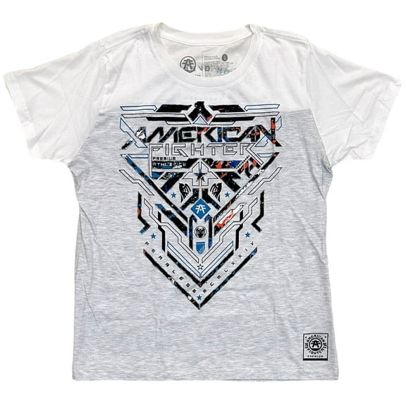 American Fighter Women's T-Shirt Heather Bleach White Puff Print Slidell Tee (Large, Heather Bleach White)
