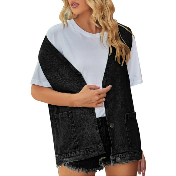 TJAZFJPA Vest Tops for Women Trendy Winter Women's Denim Vest Est Trend Denim Sleeveless Coat Zapatos De Mujer De Vestir Elegantes Sweater Vest Dress Women Petite