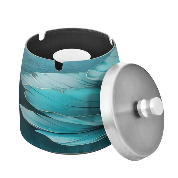 ALAZA Cigar Ashtray with Lid Teal Flower Ash Tray for Cigarettes Smokeless Ashtrays