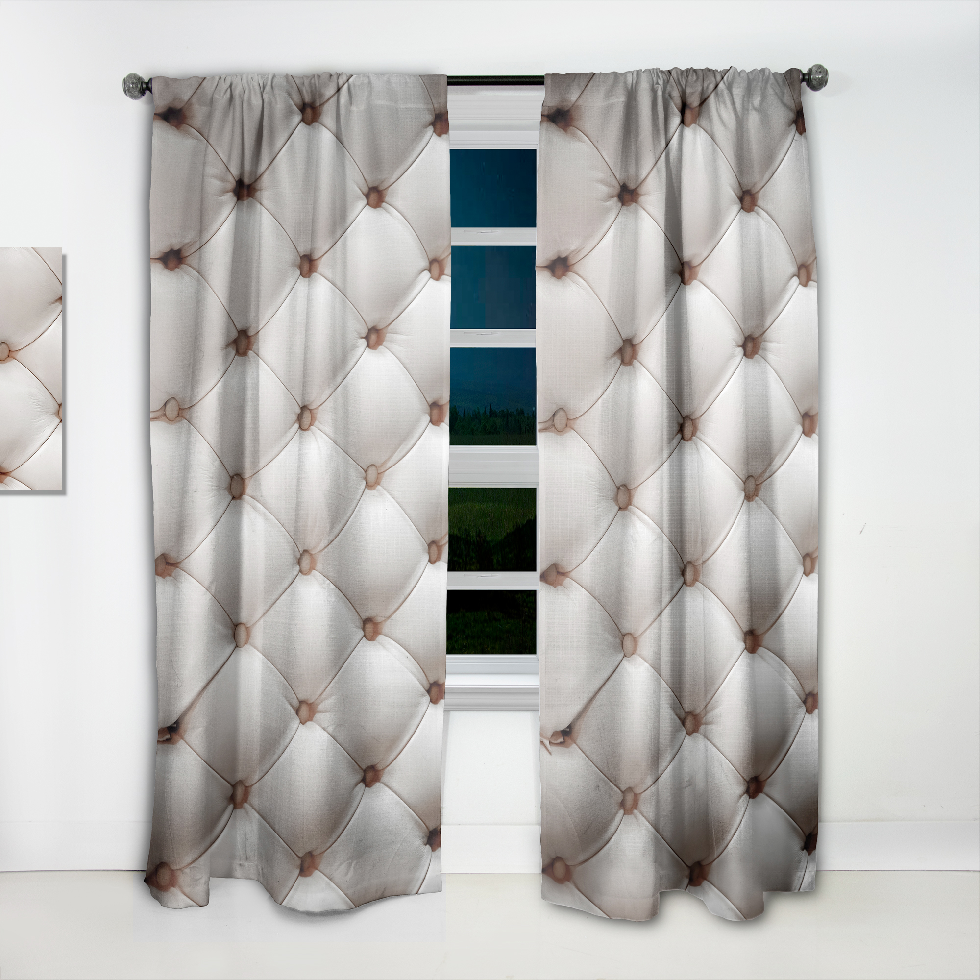 Designart 'Close Up Diamond Shaped Leather Couch' Modern & Contemporary Curtain Panel