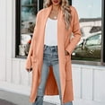 thumbnail image 3 of Manteau pour Femmes Automne Hiver Couleur Unie Mode Manteau Extérieur Manches Longues Tricoté Col Rond Trench-Coat Chaud Cardigan Mi-Long Ouvert devant, 3 of 5