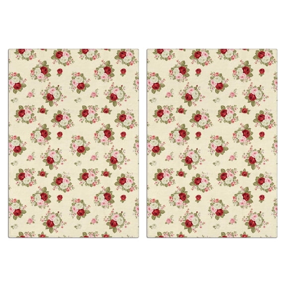 2 Pcs Pioneer Flower Floral Print Pattern Funny Kitchen Towels, Microfiber Dish Towels, Kitchen Tea Towels Set 18" X 26"