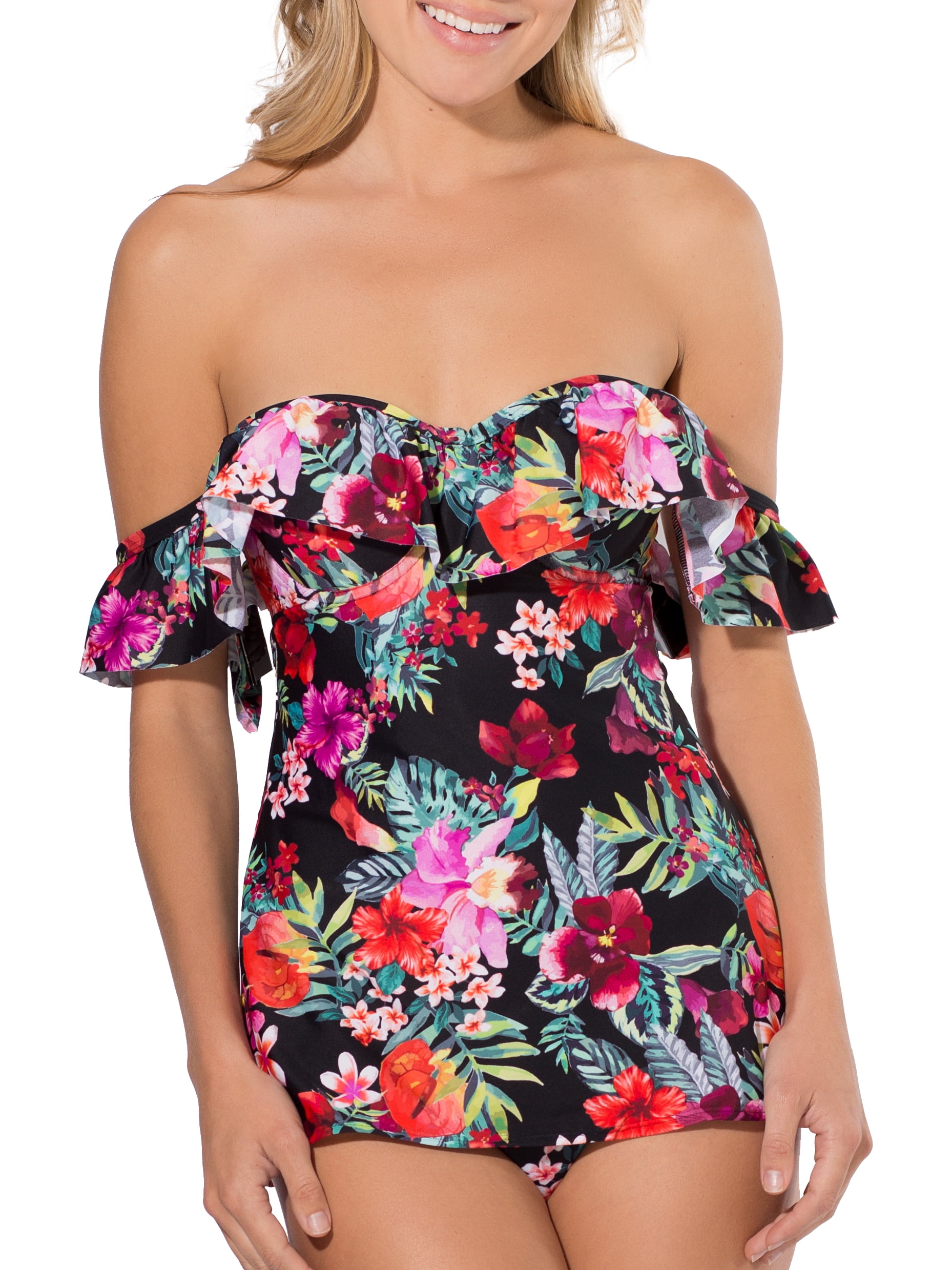 Women’s Light Lined Flutter Sleeve Tankini
