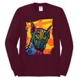 thumbnail image 2 of Cute Colorful Rainbow Doberman Dog Dog Lover Mens Long Sleeve Shirt, Maroon, 3XL, 2 of 3