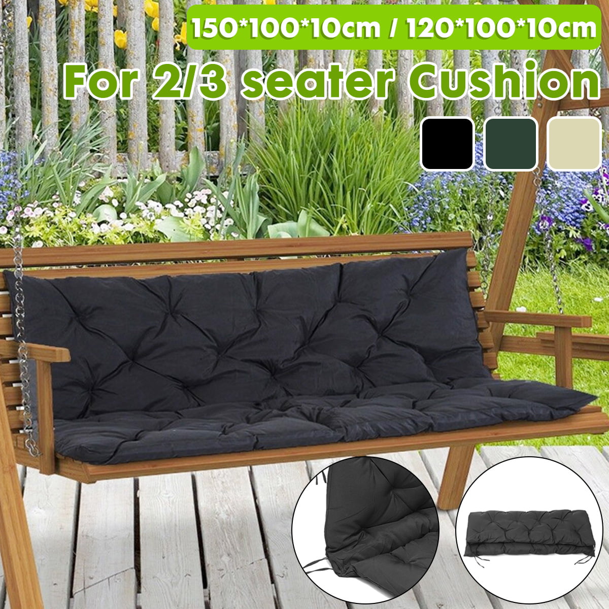 80 * 40 * 3cm,Black chenyu 2-3 Seaters Indoor Outdoor Bench Seat Cushion,80/90/100/120/140/150 Cm Long Bench Seat Cushions for Garden Swing Patio Dining Kitchen