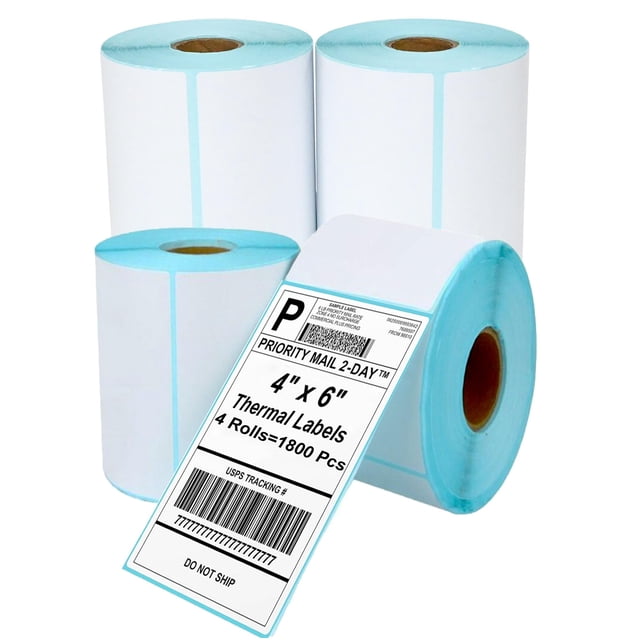 Etiquetas térmicas Coopaty 4x6 (1800 etiquetas/4 rollos) para impresora